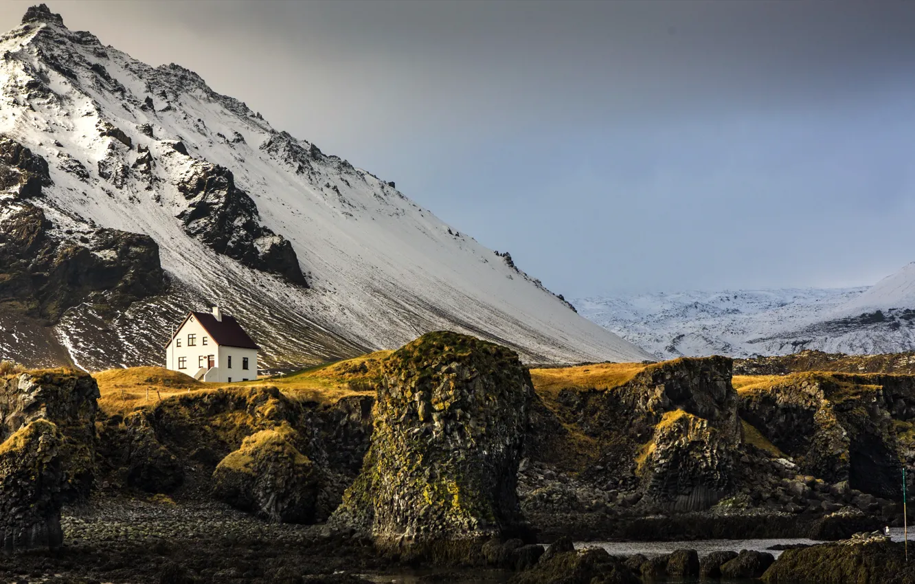 Photo wallpaper Mountain, Snow, Iceland, Snaefells Peninsula