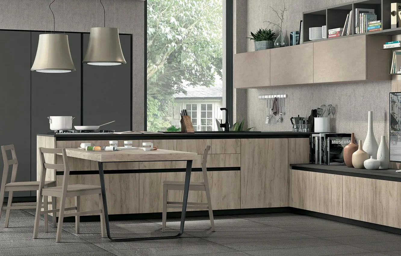 Photo wallpaper style, interior, kitchen, dining room, Italian design, Kitchen Vado Ligure