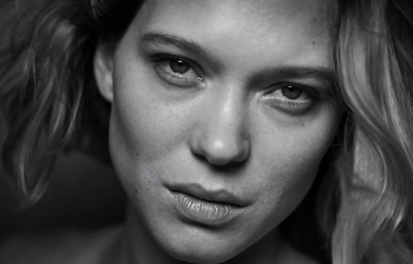 Photo wallpaper actress, portrait, Léa Seydoux, Black White