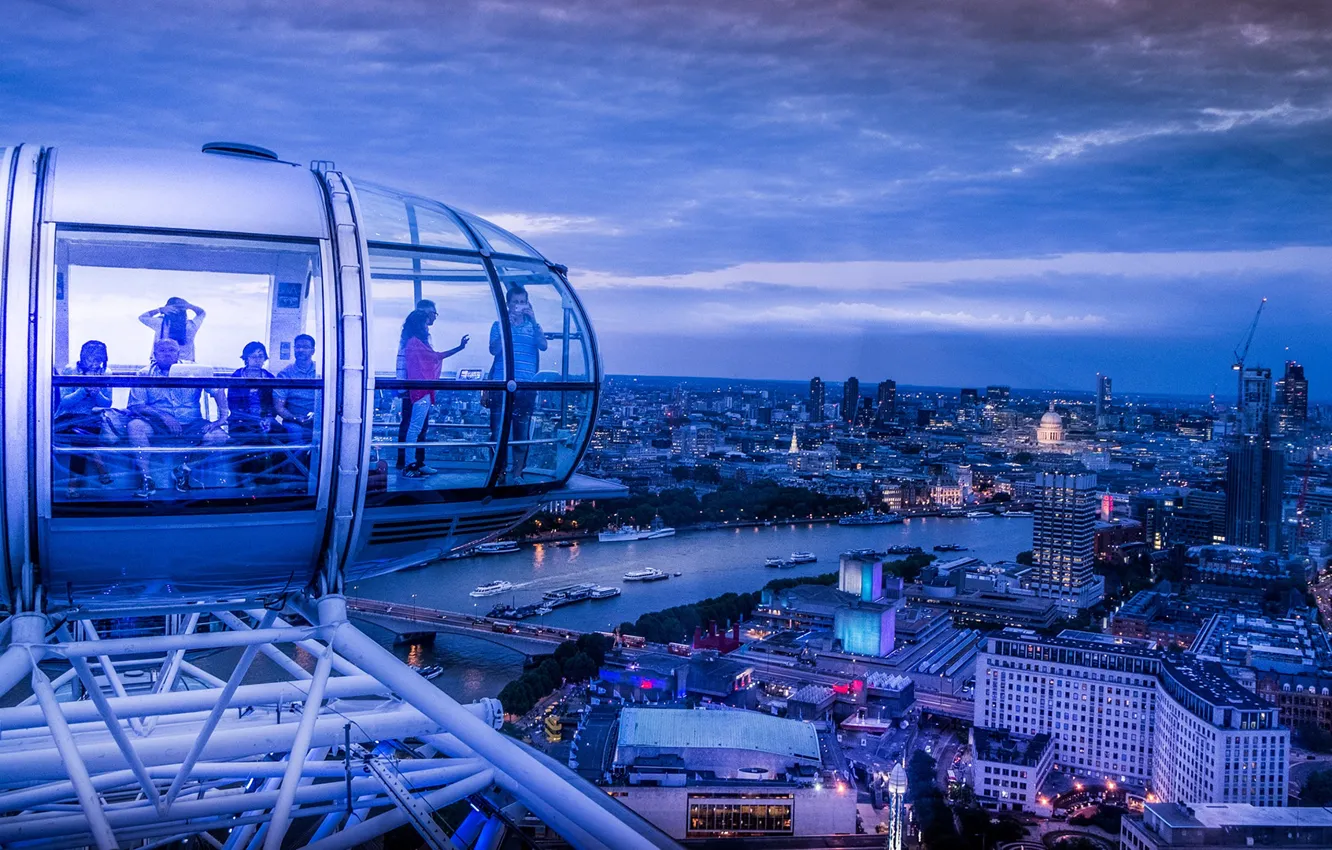 Photo wallpaper London, UK, Ferris wheel, The London eye, London Eye, Great Britain