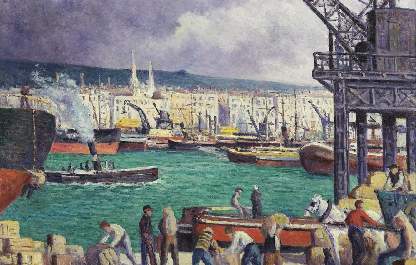 Photo wallpaper picture, the urban landscape, 1913, Maximilien Luce, Maximilien Luce, Rouen. Port