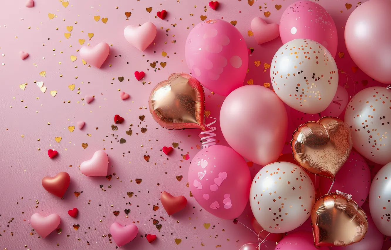 Photo wallpaper birthday, holiday, heart, hearts, Valentine's day, March 8, AI art, universal holiday background