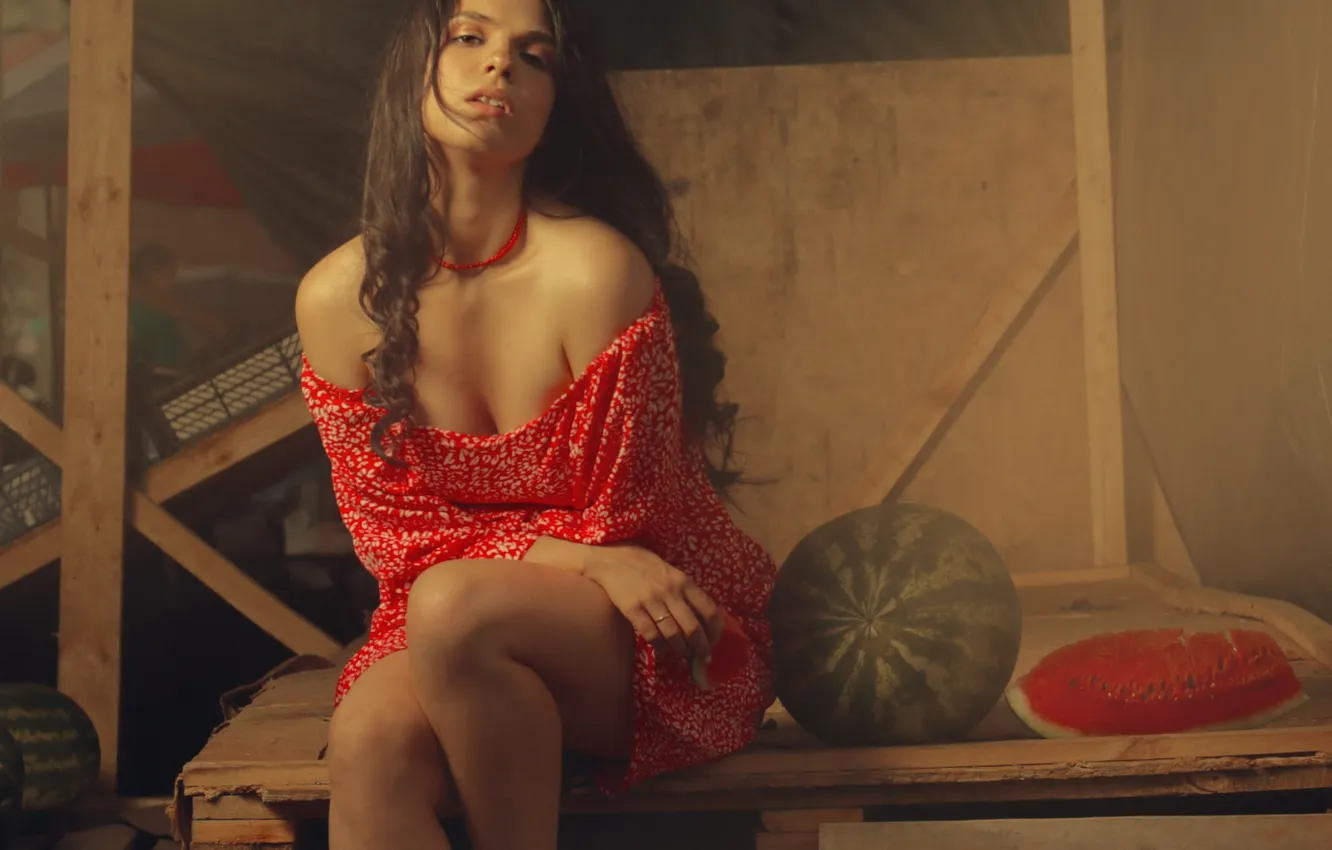 Photo wallpaper feet, model, watermelon, Vadim Aksenov
