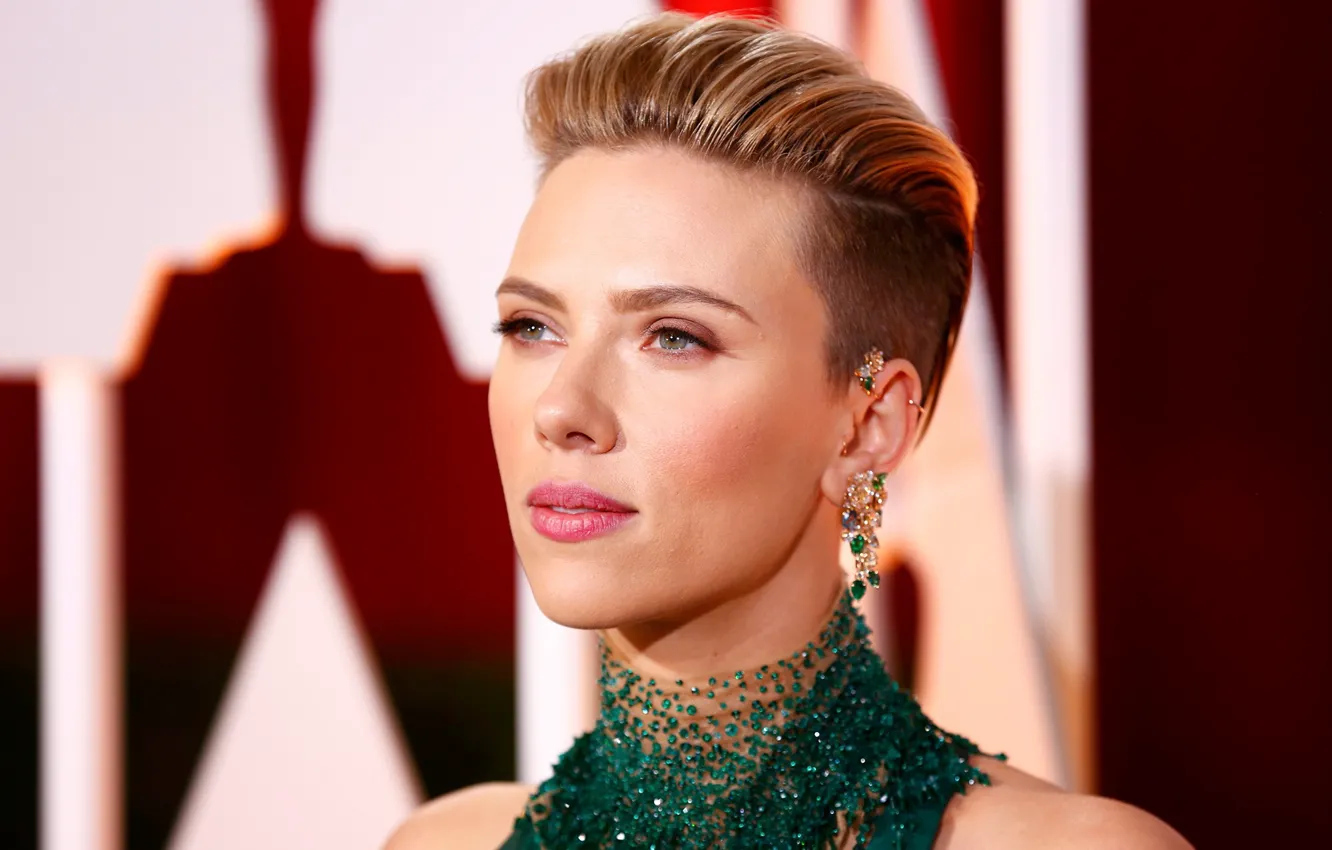 Photo wallpaper look, face, pose, portrait, makeup, actress, Scarlett Johansson, singer