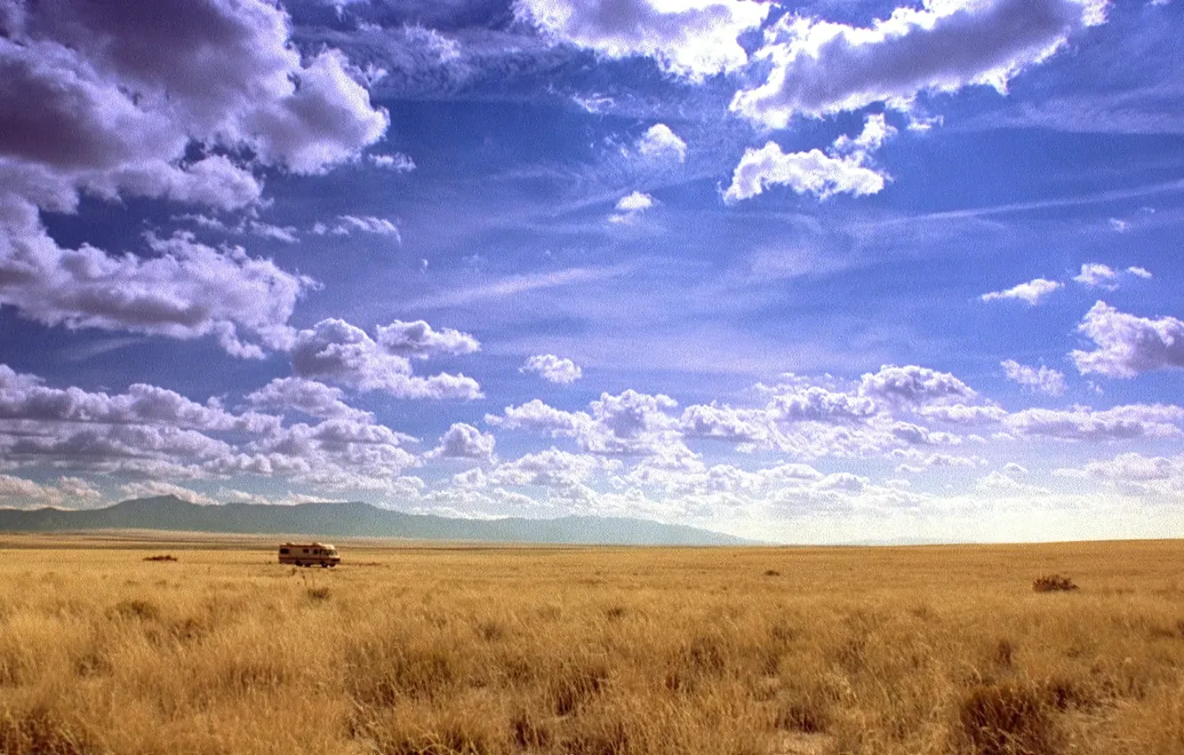 Photo wallpaper Clouds, Sky, Breaking Bad, Trailer, New Mexico, AMC, Desert, Albuquerque