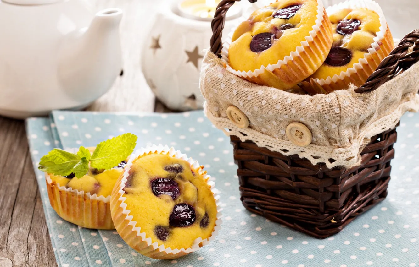 Photo wallpaper basket, food, grapes, cake, cake, fruit, cake, dessert