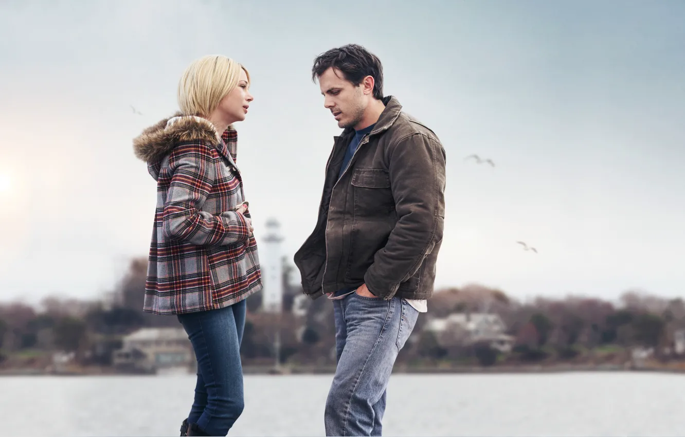 Photo wallpaper city, girl, Oscar, sea, coast, woman, water, The