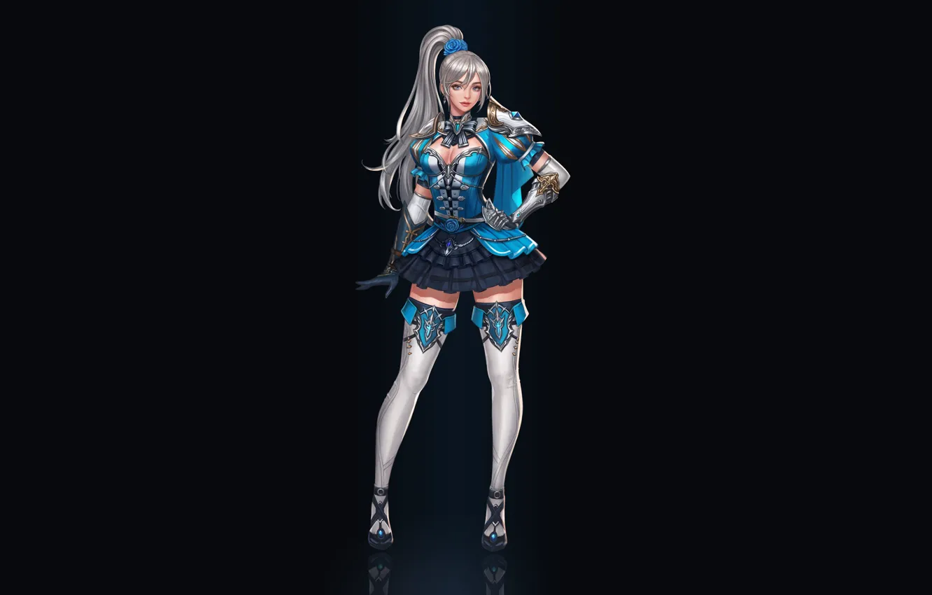 Photo wallpaper girl, fantasy, armor, dress, style, stockings, art, Minimalism