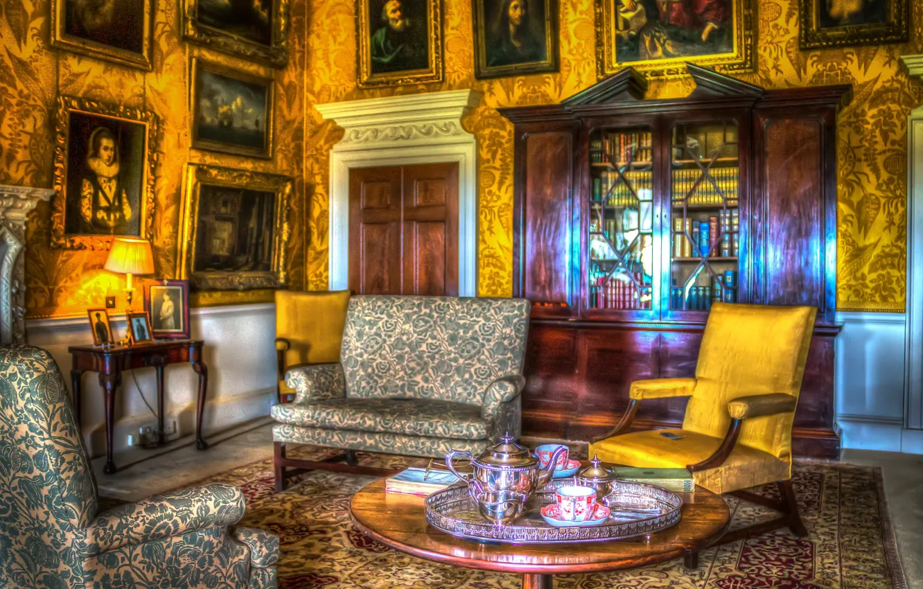 Photo wallpaper design, photo, table, sofa, HDR, interior, chair, living room