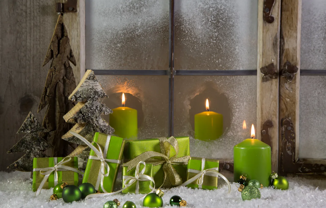 Photo wallpaper new year, candles, Christmas