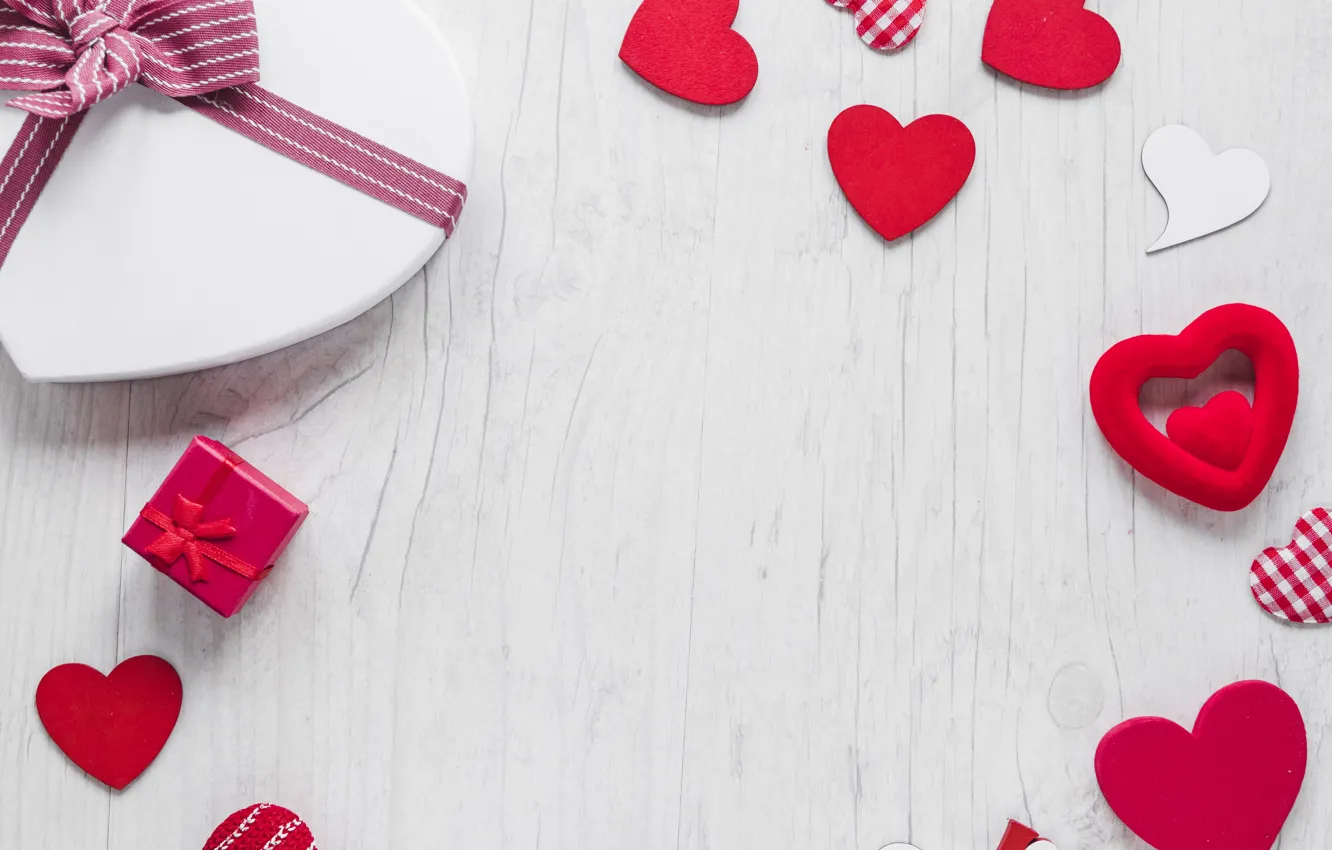 Photo wallpaper flowers, background, holiday, gift, roses, hearts, Valentine's day, Valentine's day