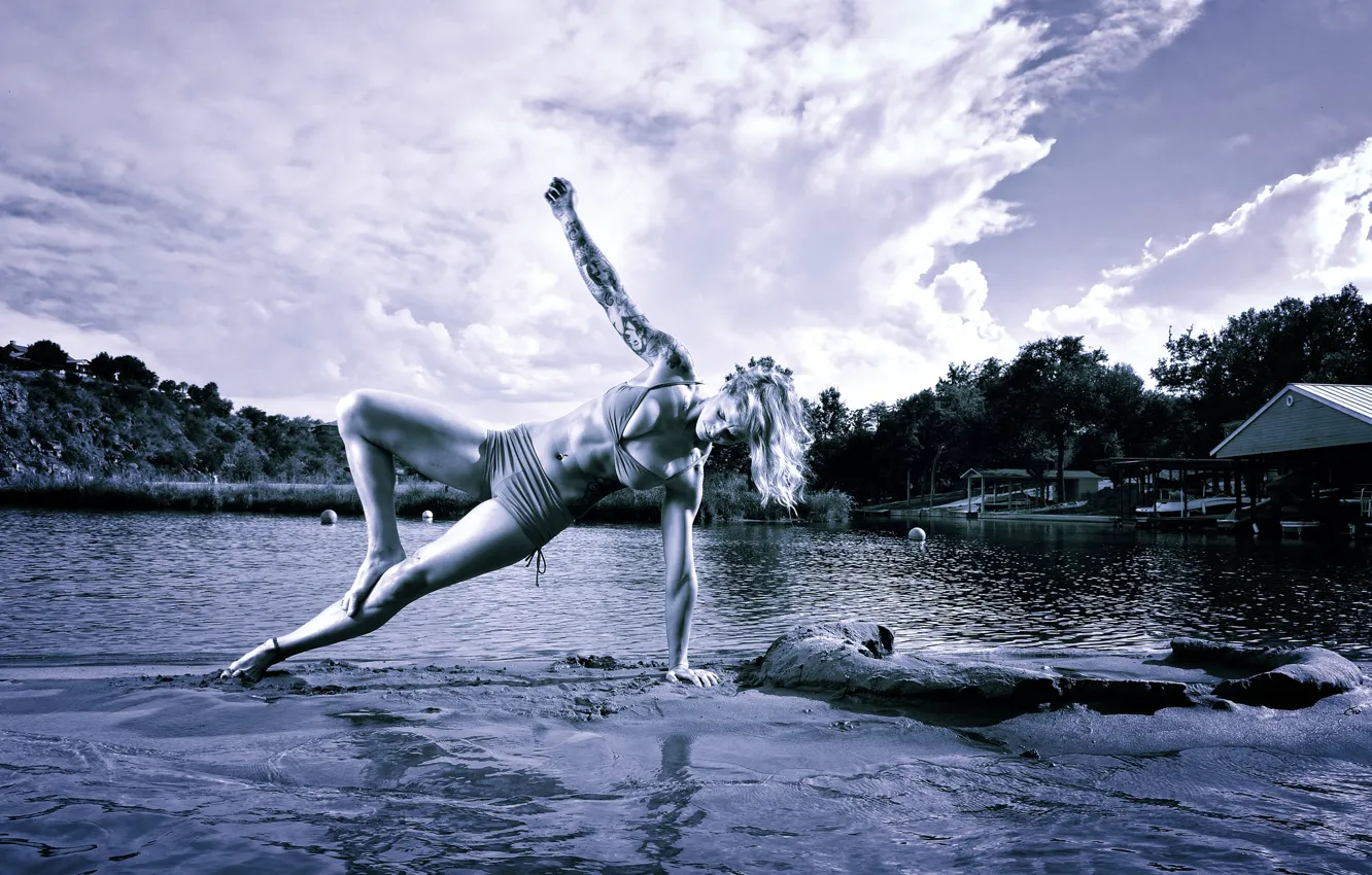 Photo wallpaper woman, exercises, yoga