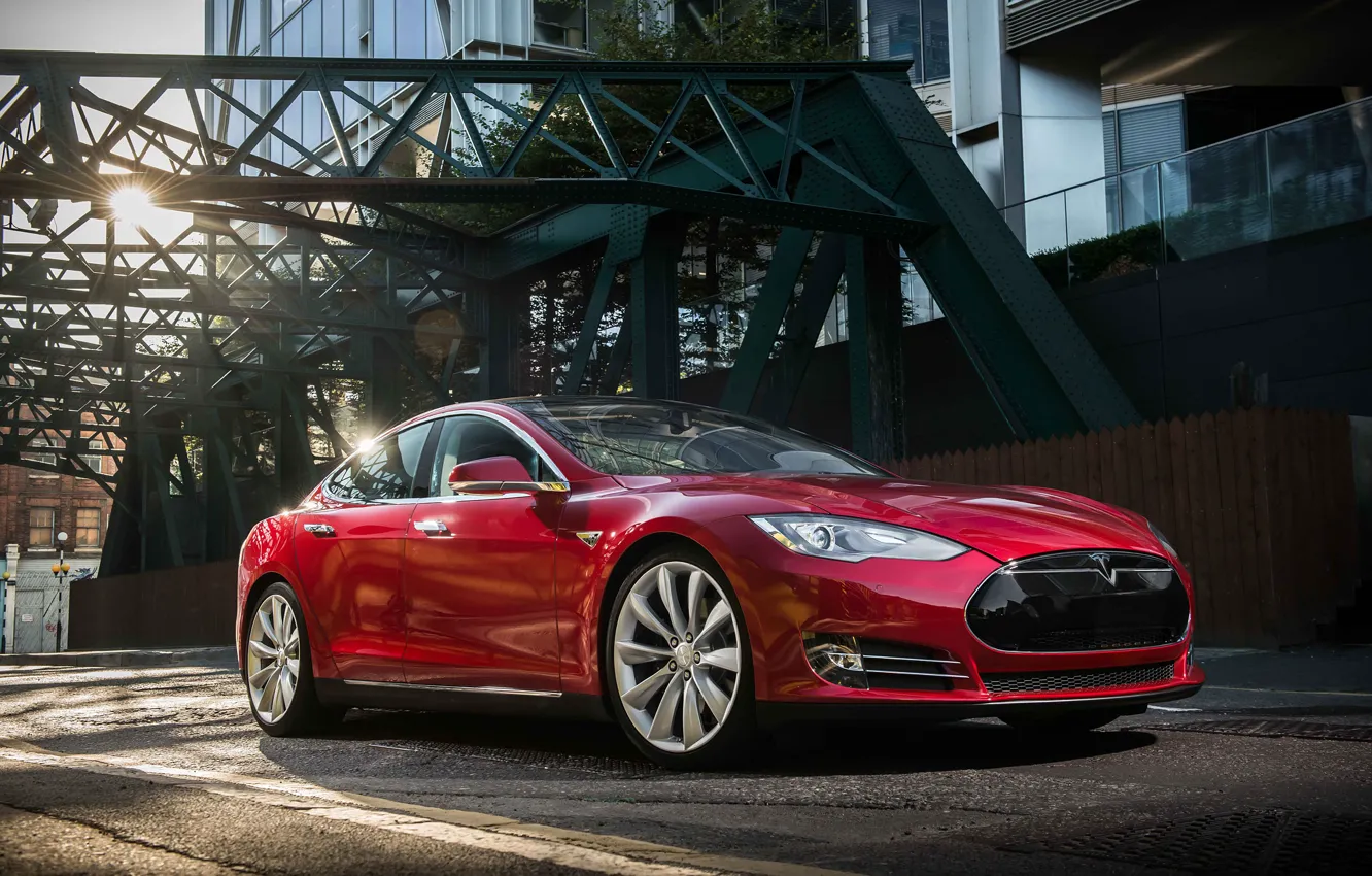 Photo wallpaper Tesla, industrial, Model S, 2014