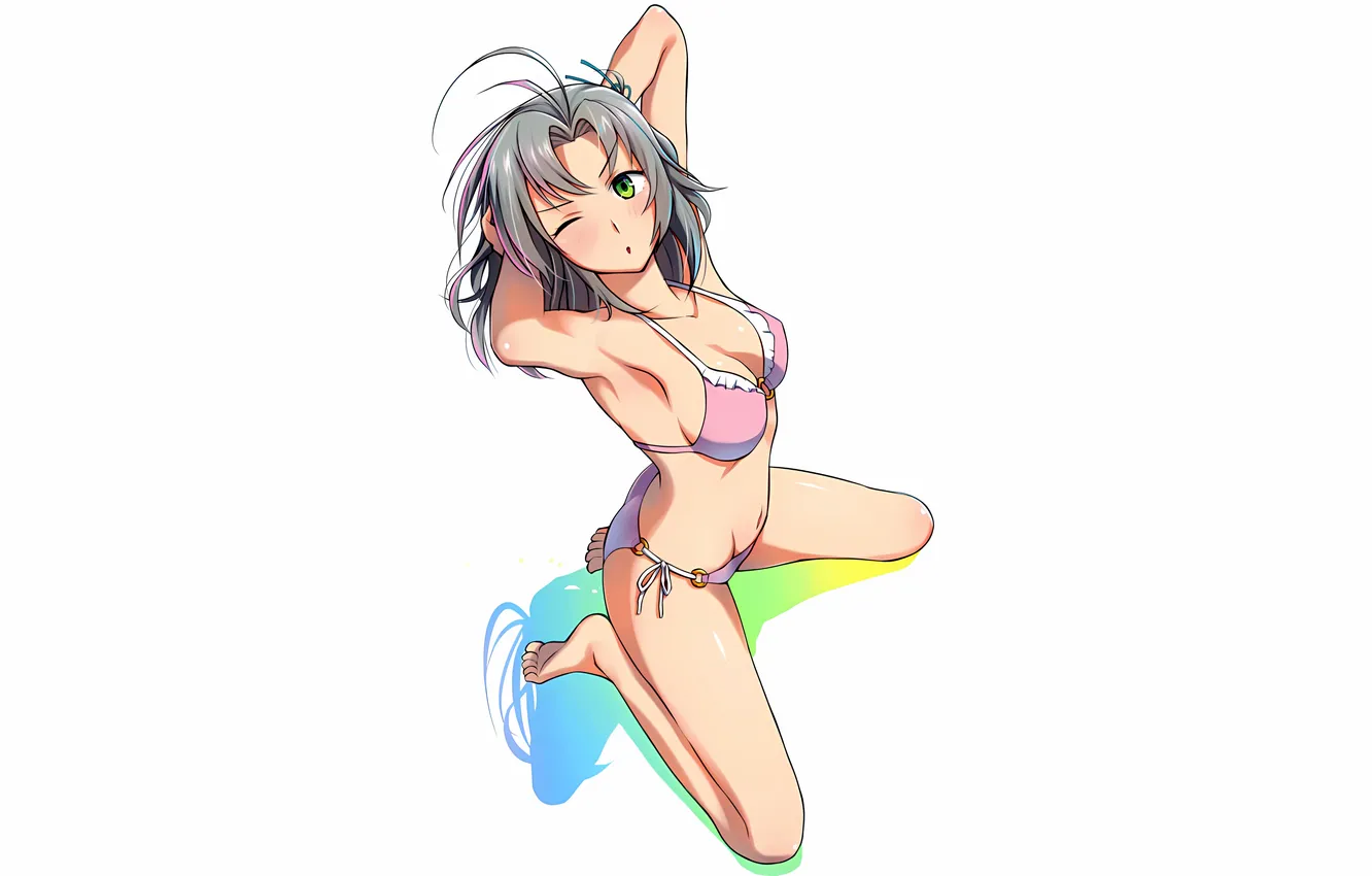 Photo wallpaper girl, sexy, ass, cleavage, green eyes, long hair, legs, boobs