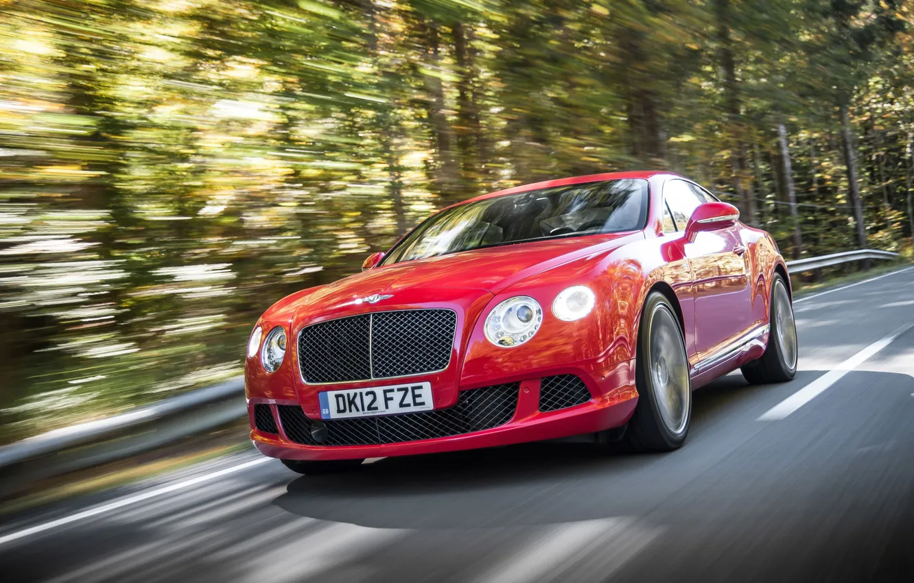Photo wallpaper Red, Bentley, Continental, Machine, Grille, The hood, Car