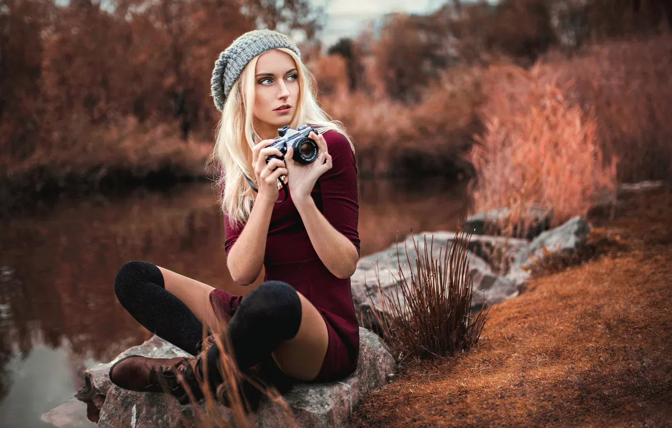 Photo wallpaper legs, camera, cap, Kim, Lods Franck