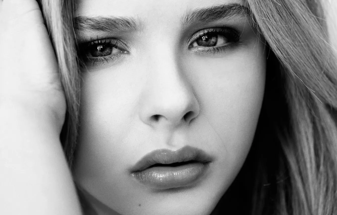 Photo wallpaper girl, photo, Wallpaper, b/W, actress, Chloe Grace Moretz