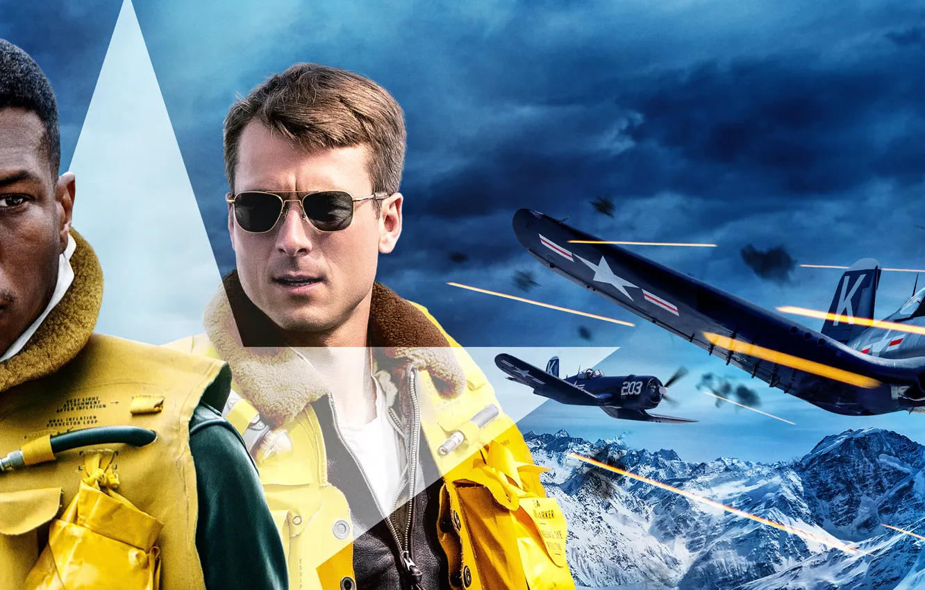Photo wallpaper Aircraft, USA, Two, Military, Men, Action, Drama, History