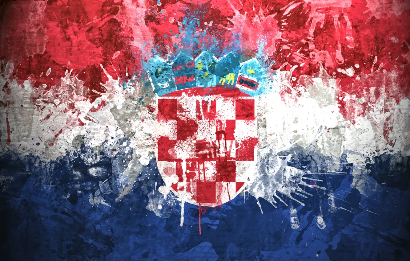 Photo wallpaper paint, flag, coat of arms, Croatia, The Republic Of Croatia, The Republic Of Croatia