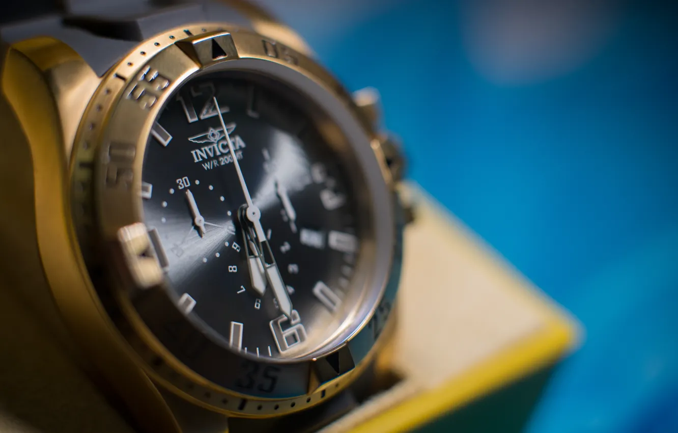 Photo wallpaper macro, watch, macro, watches, Invicta