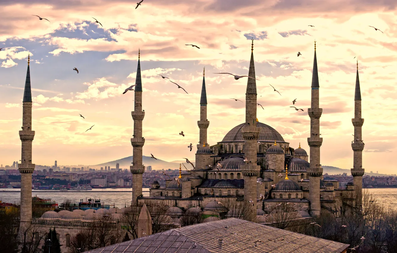 Photo wallpaper the city, panorama, Turkey, Istanbul, Sultanahmet mosque, turkey, Istanbul