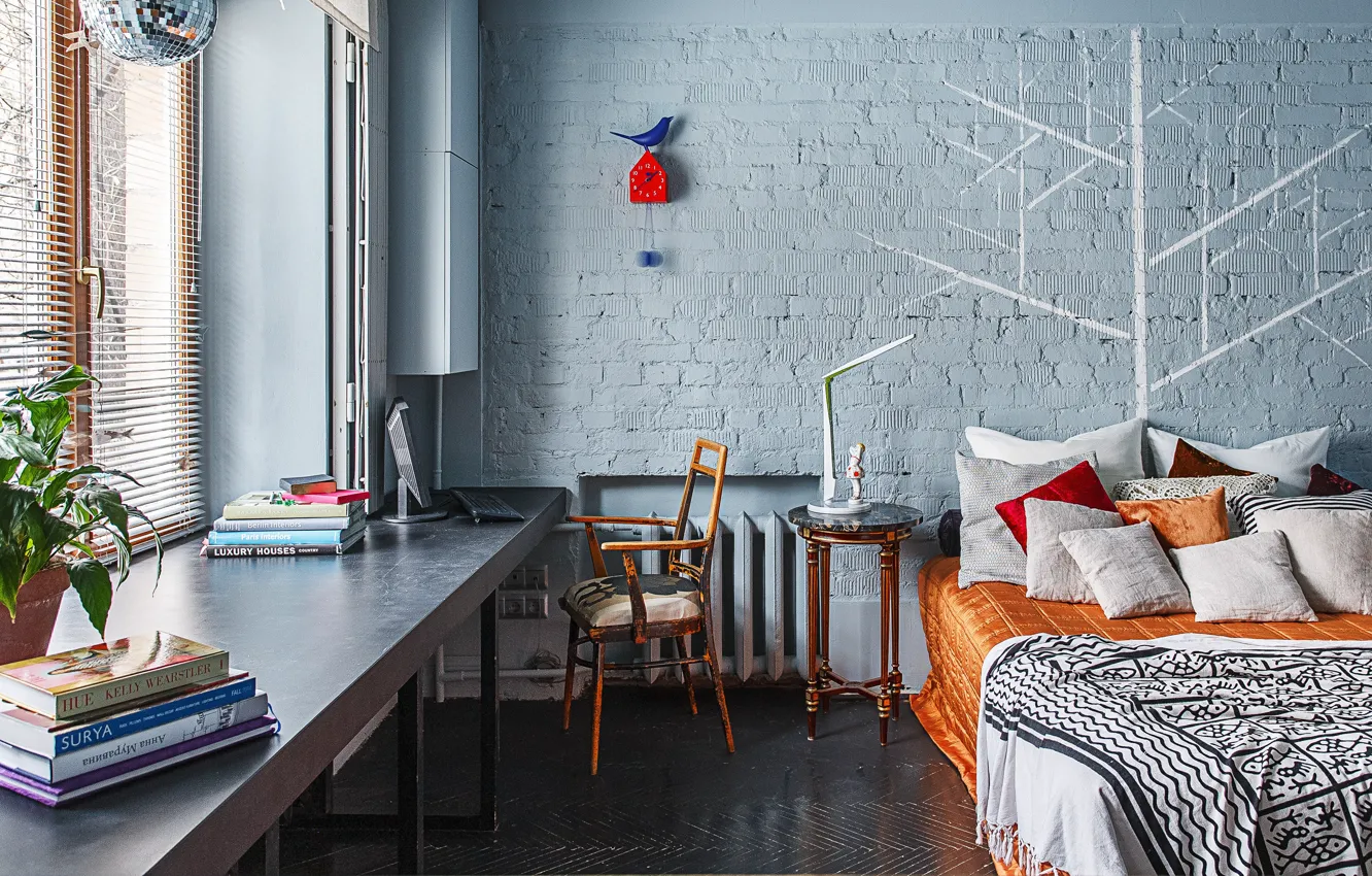 Photo wallpaper interior, bedroom, living room, Lenin Apartment, by Sergey Krasyuk