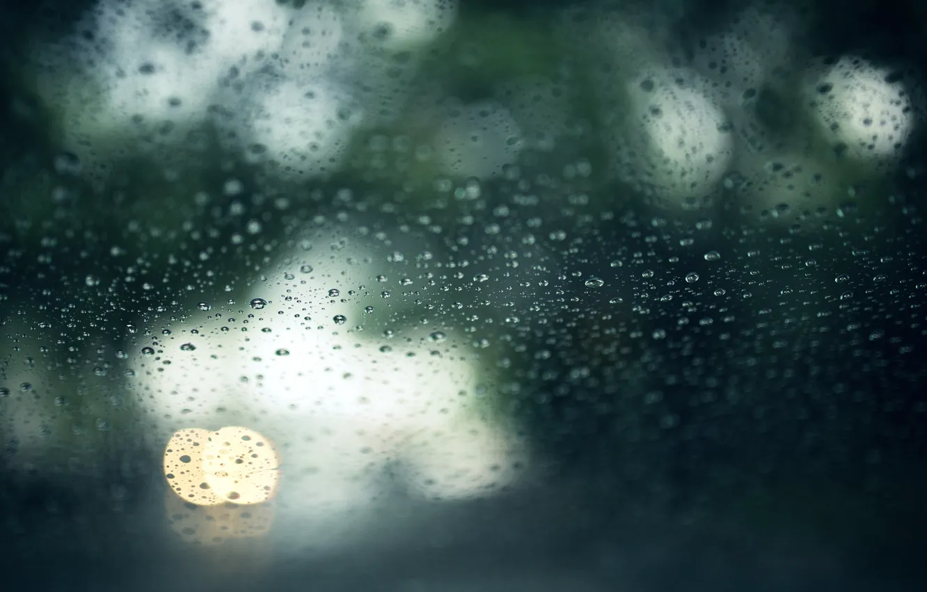 Photo wallpaper glass, drops, macro, wet, bokeh