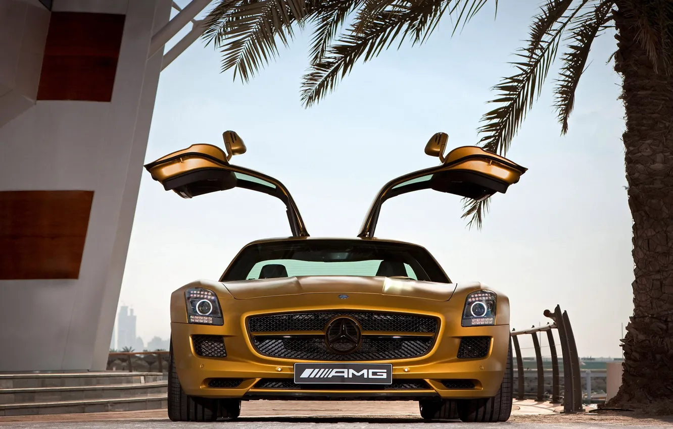 Photo wallpaper Palma, Door, Steps, Gold, SLS AMG Desert Gold Edition, Mercedes Benz
