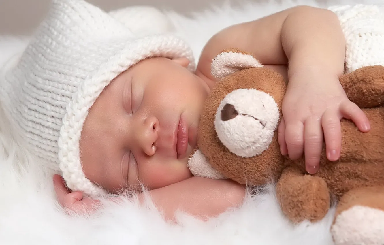 Photo wallpaper children, childhood, toy, sleep, baby