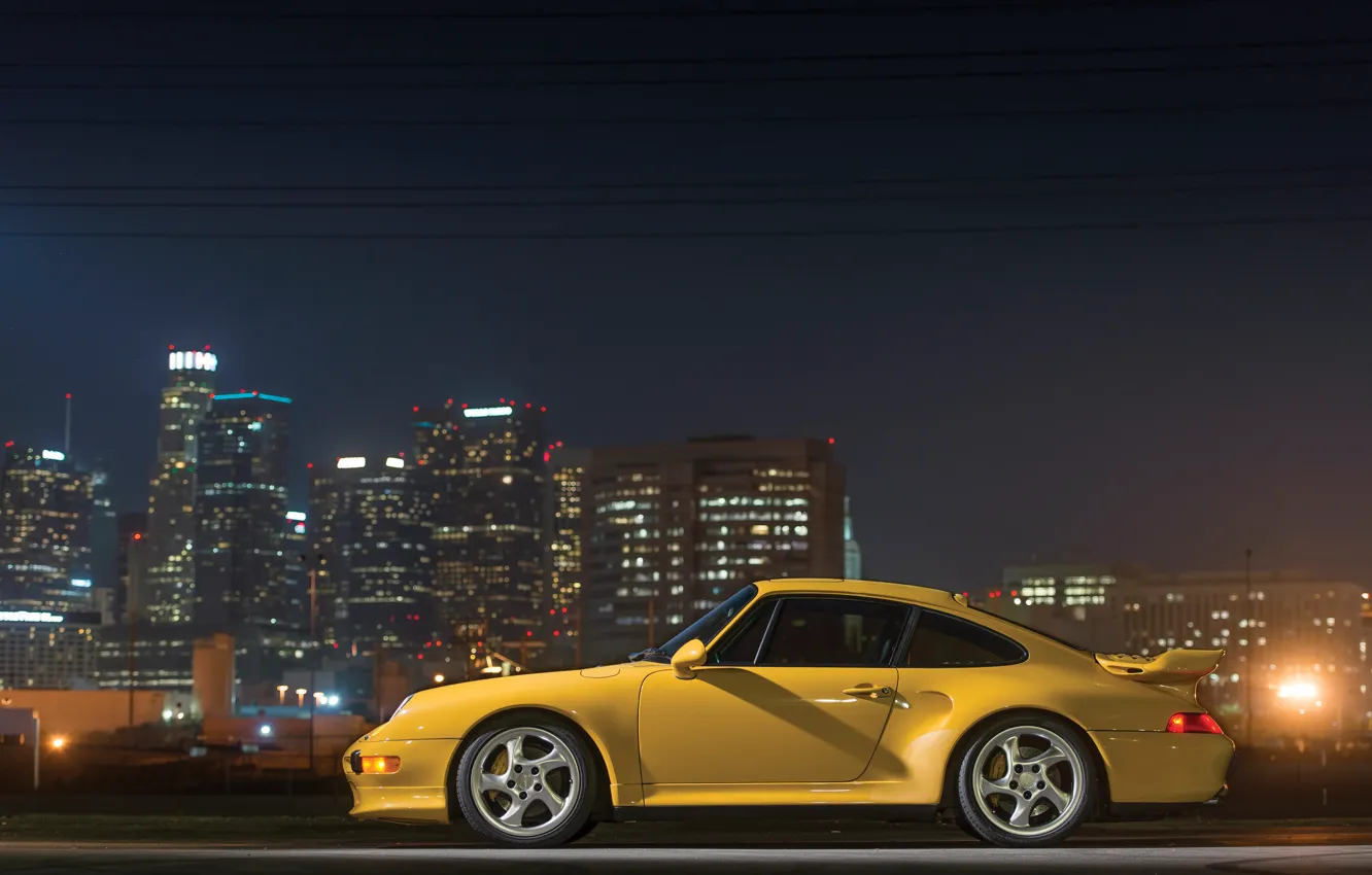 Photo wallpaper car, city, lights, 911, Porsche, legend, Porsche 911 Turbo S, side view