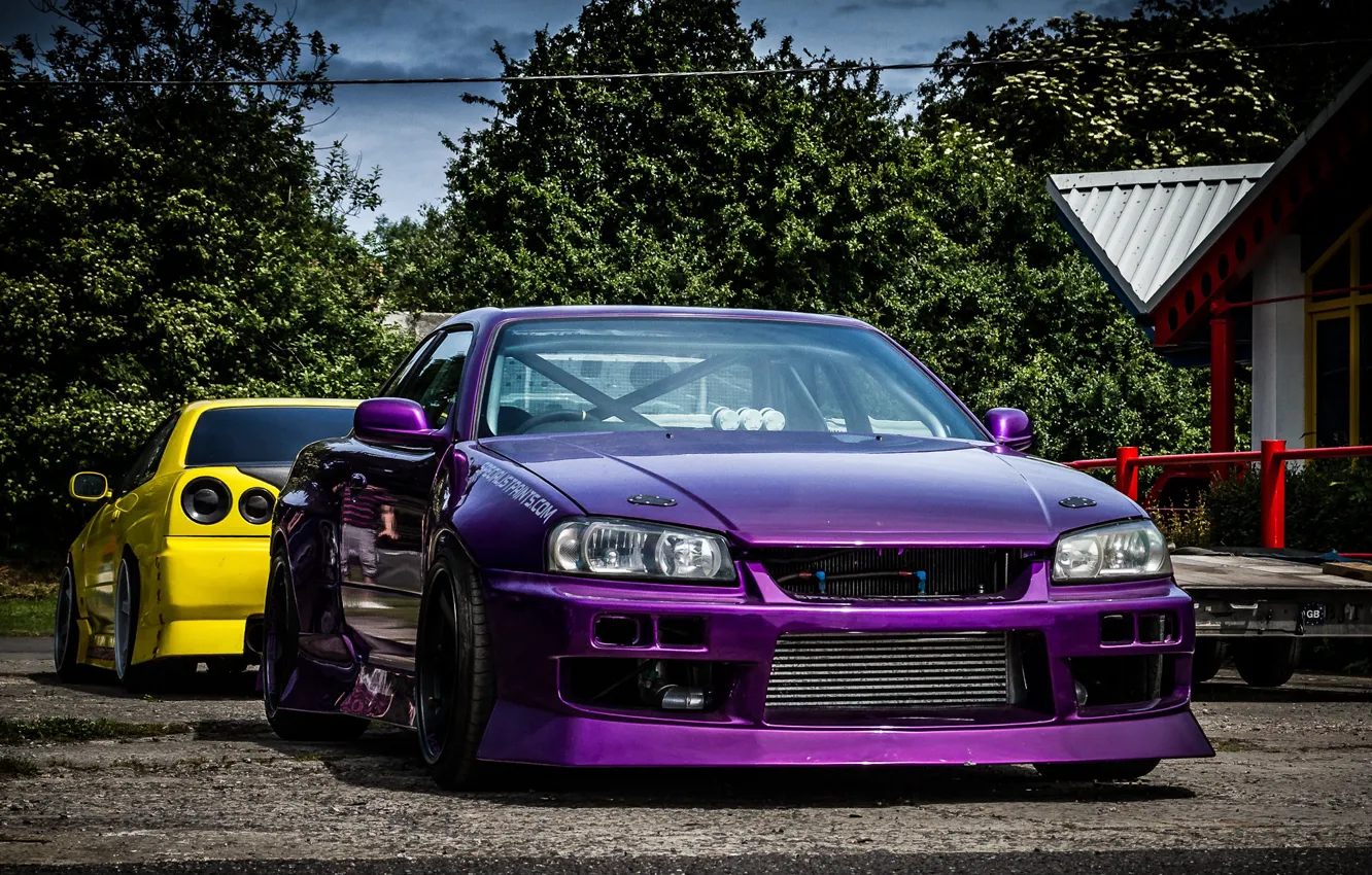 Photo wallpaper Skyline, Yellow, R34, Violet