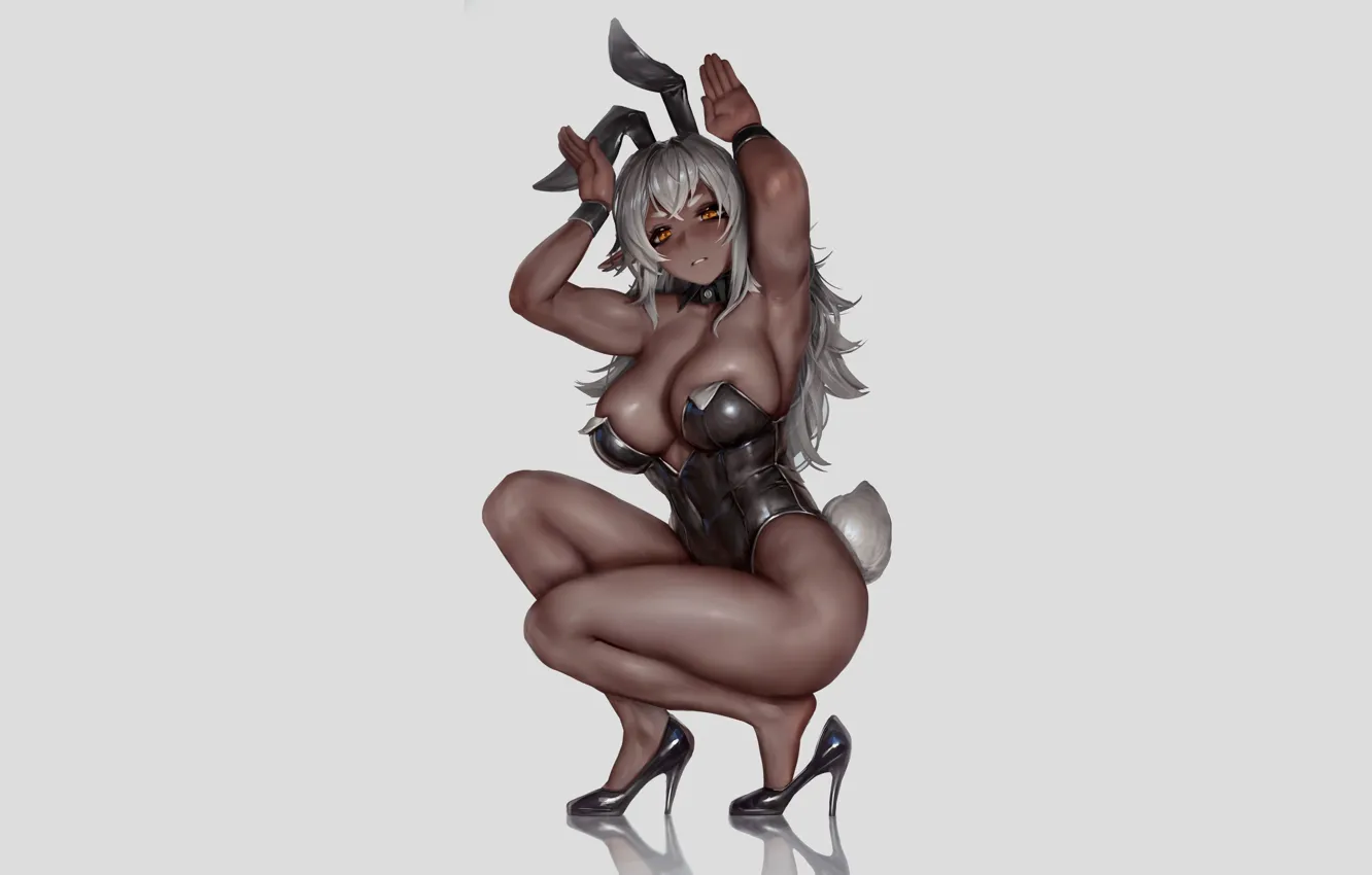 Photo wallpaper girl, hot, sexy, anime, brown, babe, bunny, oppai