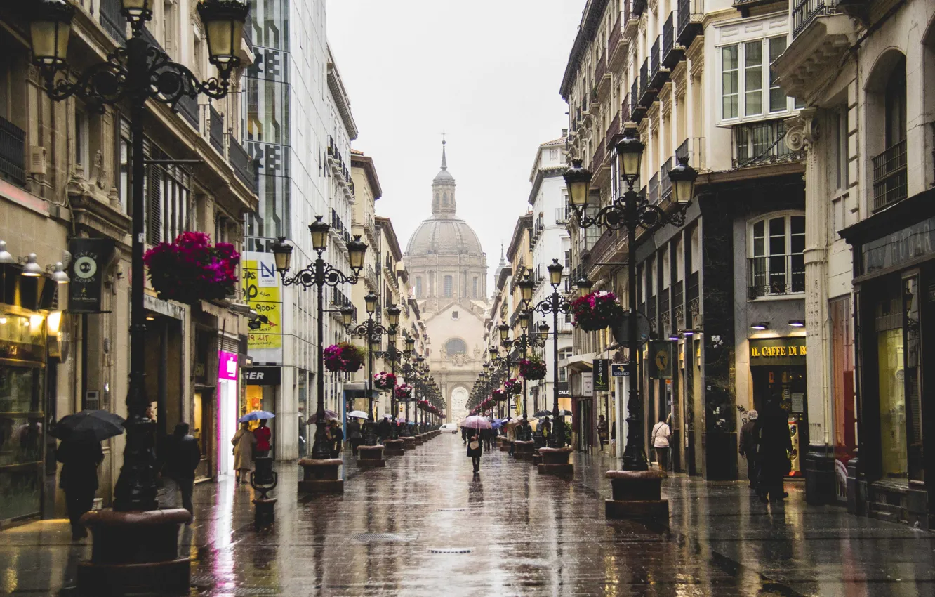 Photo wallpaper street, home, lights