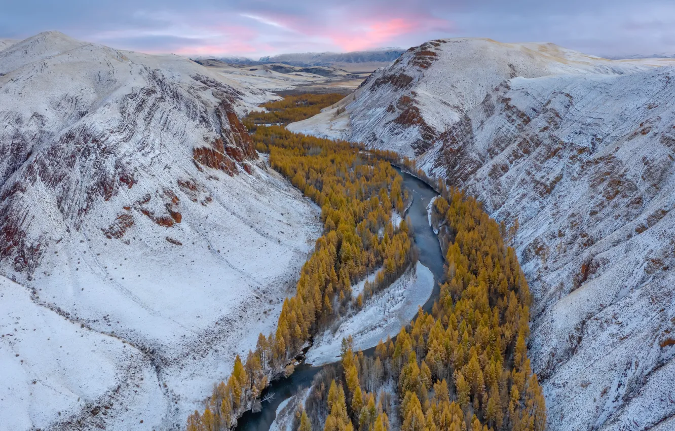 Photo wallpaper Russia, Altai Republic, Kyzylshin River valley