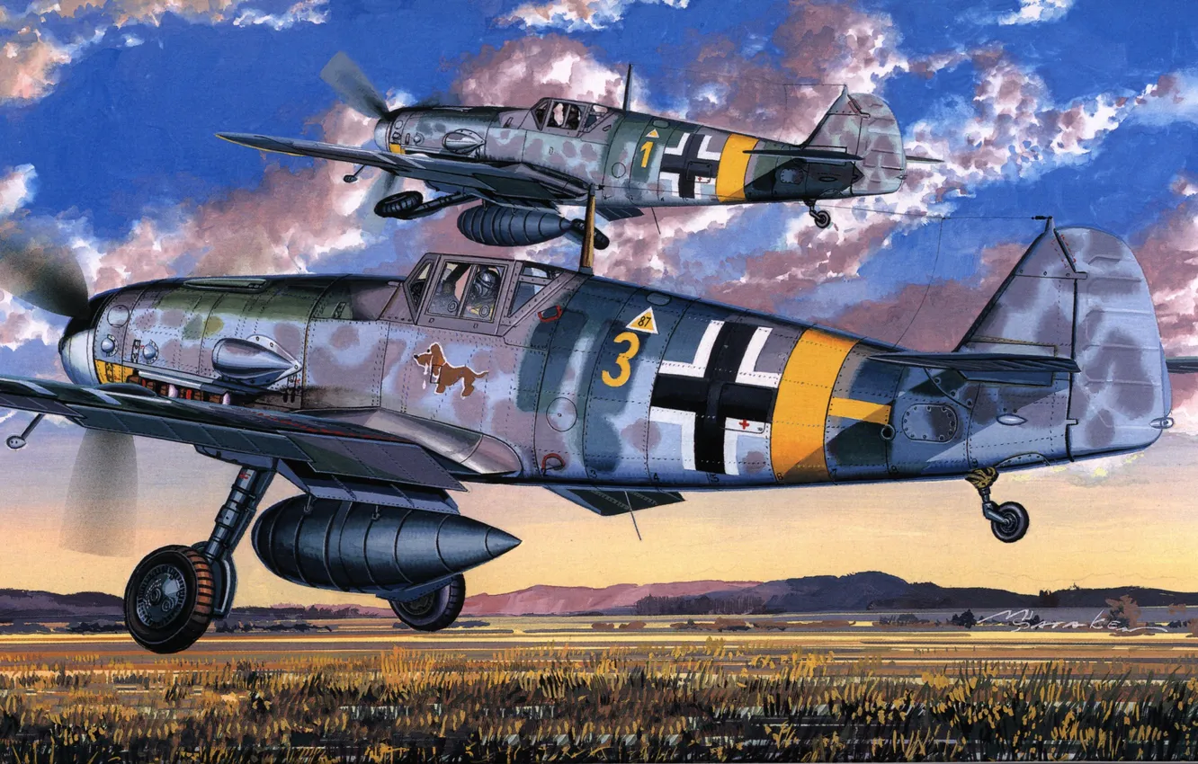 Photo wallpaper Germany, Messerschmitt, Luftwaffe, combat aircraft, Bf-109G, Bf.109G-4