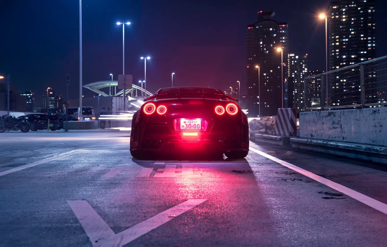 Photo wallpaper Nissan, GT-R, Car, R35, Sport, Rear, Ligth