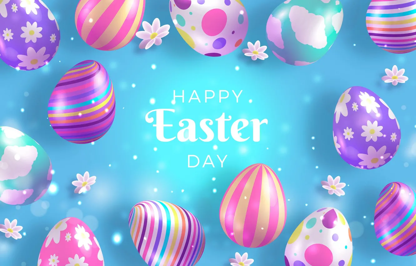 Photo wallpaper eggs, light, holiday, congratulations, lilac, Easter, eggs, blue background