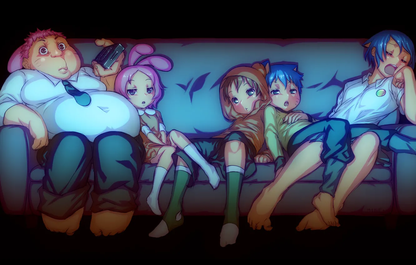 Photo wallpaper sofa, mood, the game, the evening, anime, friends, The Amazing World of Gumball, The amazing …