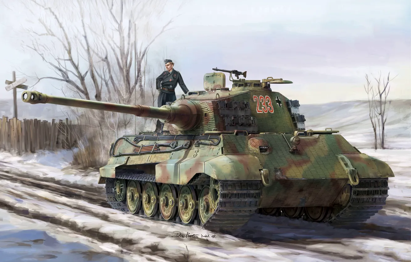 Photo wallpaper Germany, the Wehrmacht, heavy tank, tankers, Tiger II