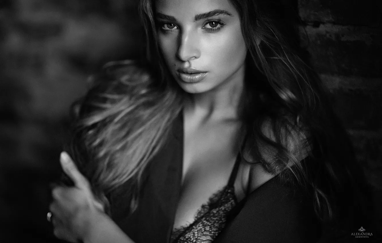 Photo wallpaper look, girl, photo, black and white, beautiful, Alexander Aksenteva