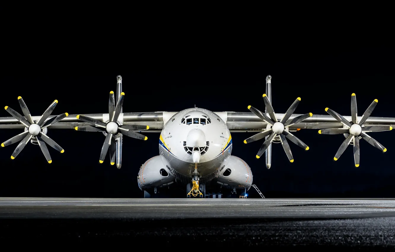 Photo wallpaper night, the plane, Ukraine, the airfield, transport, Antonov, heavy, Antey
