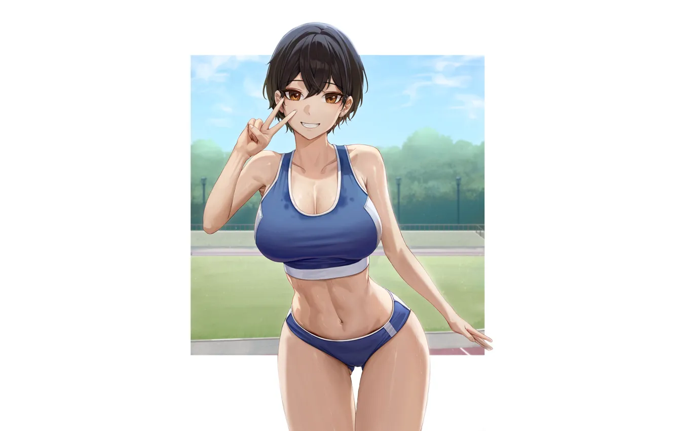 Photo wallpaper kawaii, girl, hot, sexy, boobs, anime, short hair, pretty