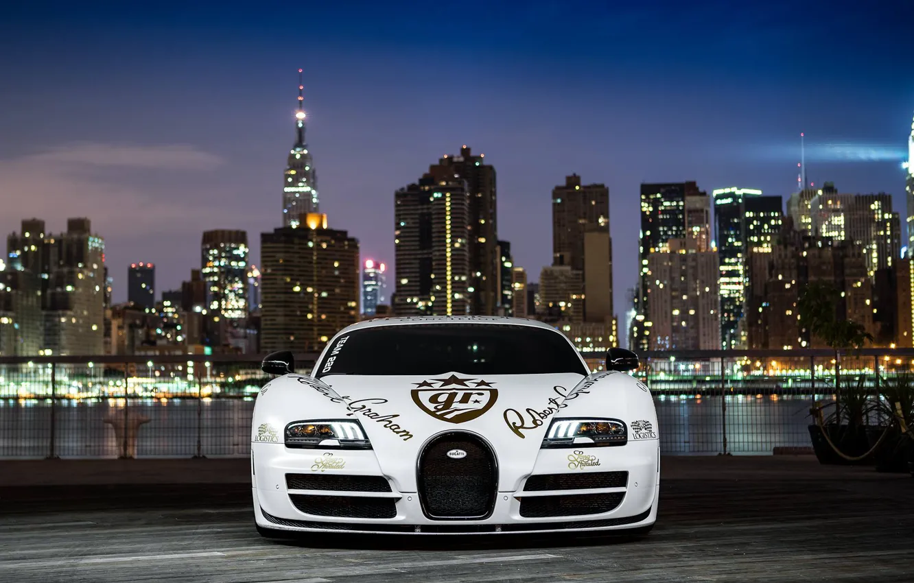 Photo wallpaper supercar, Bugatti Veyron, Supersport, hypercar, Pur Blanc, Andrew Link