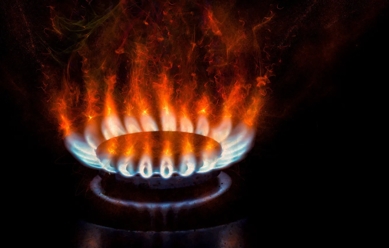 Photo wallpaper lights, ring stove, gas, burner