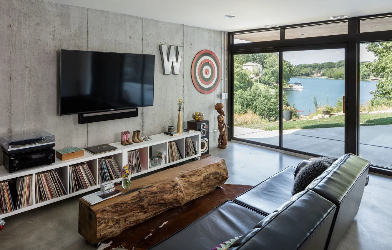 Photo wallpaper room, interior, living room, Modern Lodge