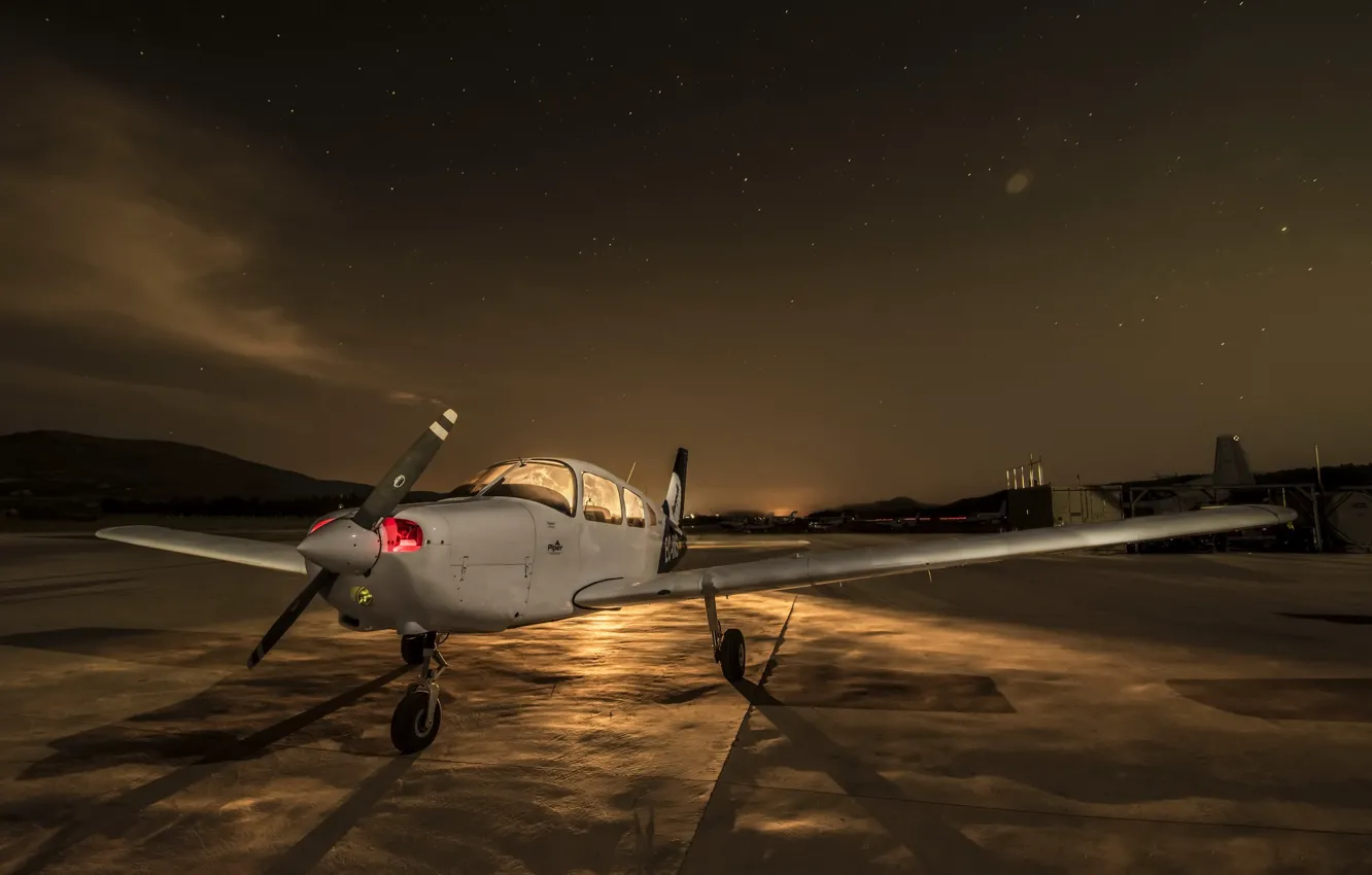 Photo wallpaper night, the plane, the airfield