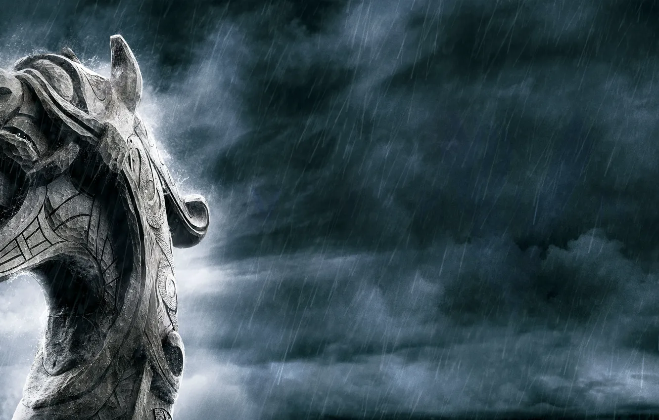 Photo wallpaper language, rain, dragon, fangs, Vikings, drakar