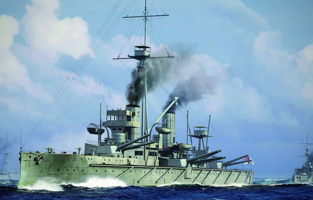 Photo wallpaper waves, sky, sea, smoke, military, water, clouds, army