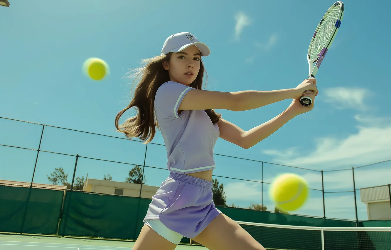 Photo wallpaper girl, tennis player, Ai art