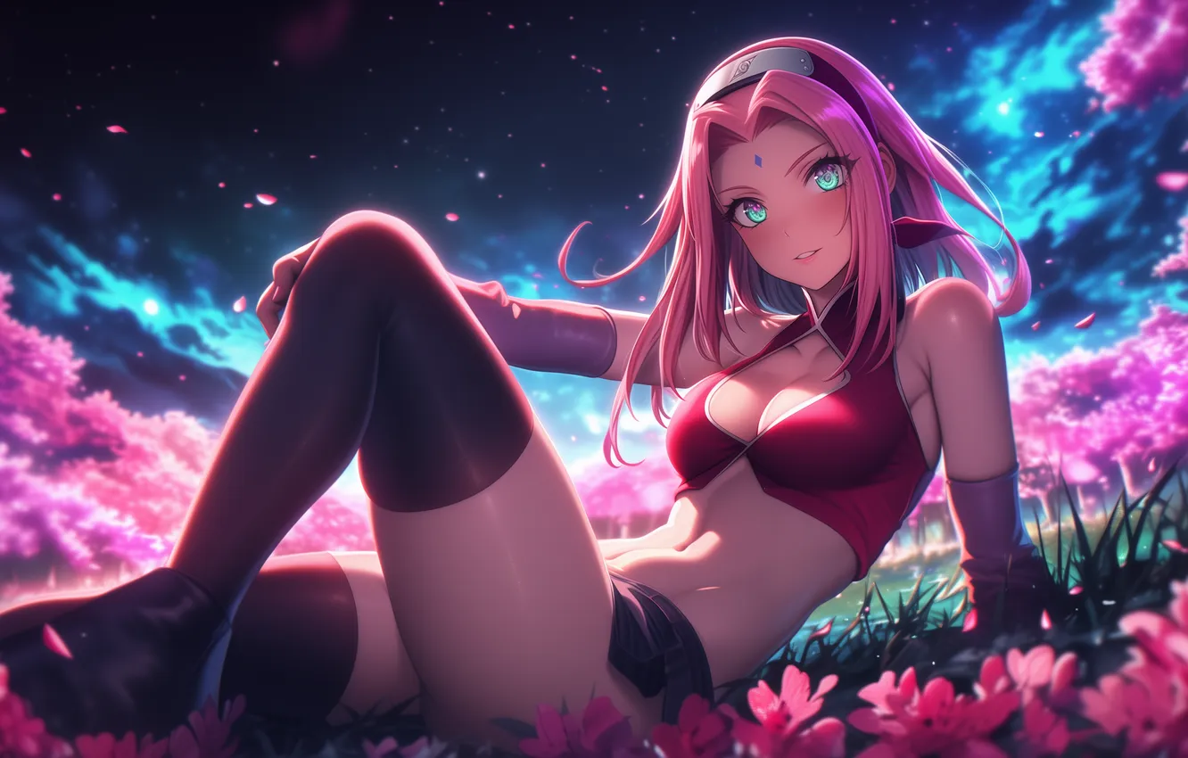 Photo wallpaper anime, Sakura, art, Naruto, Naruto, anime, art, Neon